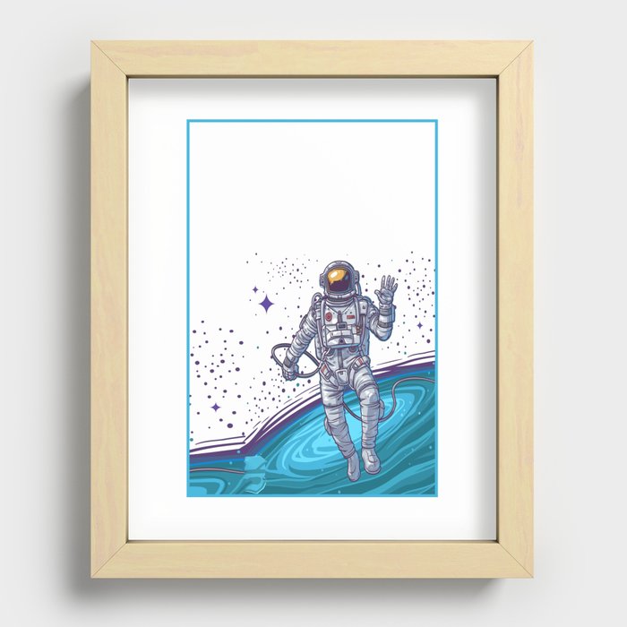 Astronaut in Space Recessed Framed Print