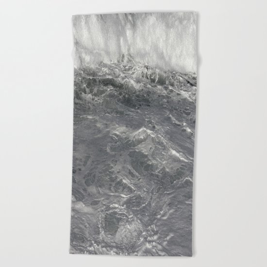 Roiling in Almost Black and White Beach Towel