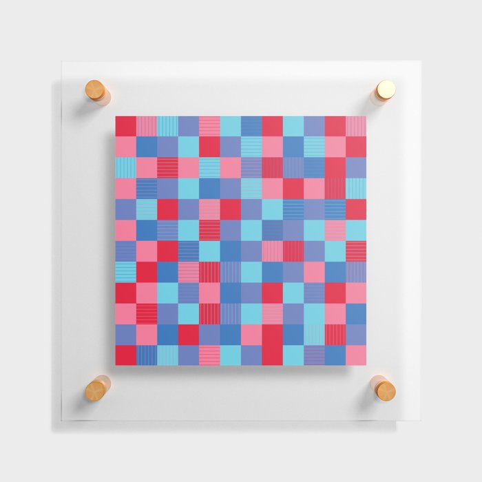 Valentine's Day Layers of Pink, Purple, & Blue Plaid Design Floating Acrylic Print