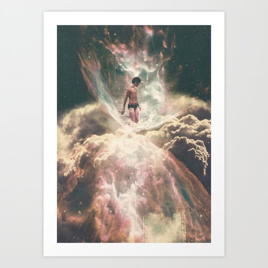 The Girl Who Swims In Clouds Art Print