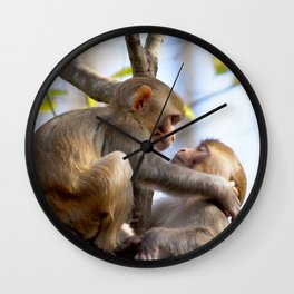 Watercolor Monkey, Rhesus Monkey 02, Silver River, Florida Wall Clock