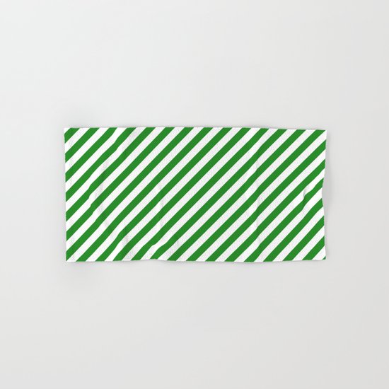 Diagonal Stripes (Forest Green/White) Hand & Bath Towel