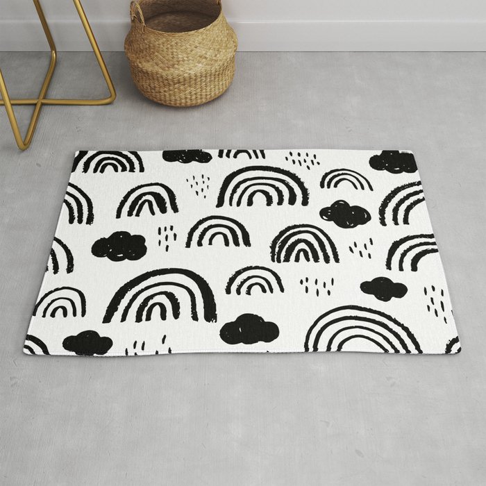 Black And White Rainbow Clouds Rug By Little Smilemakers Studio Society6