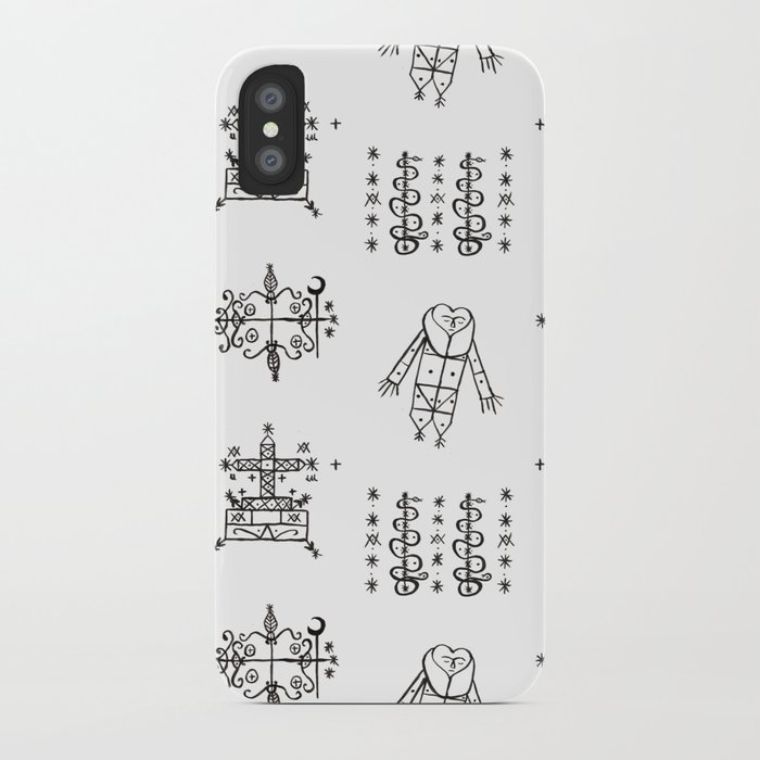 Papa Legba Baron Samedi Gran Bwa Damballah Wedo Voodoo Veve Symbols In White Iphone Case By Elliottdesignfactory