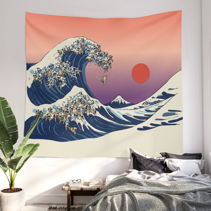 Pug on sale wave tapestry