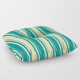 [ Thumbnail: Beige & Dark Cyan Colored Lines/Stripes Pattern Floor Pillow ]