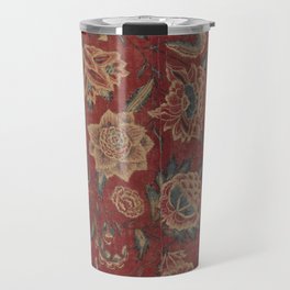 Antique Chintz Floral Design on Red  Travel Mug
