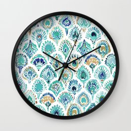 PEACOCK MERMAID Nautical Scales and Feathers Wall Clock
