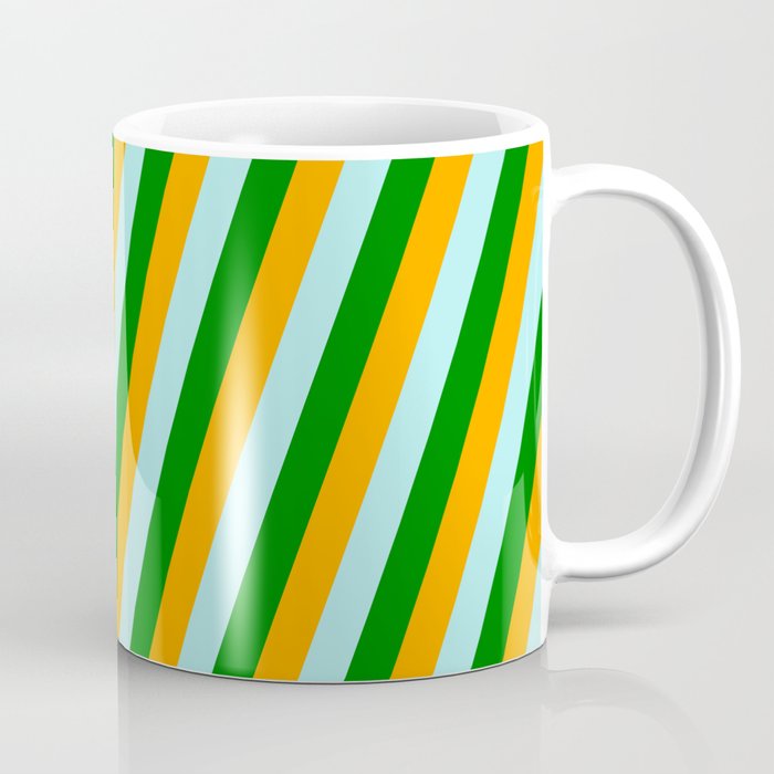 Orange, Turquoise, and Green Colored Lined Pattern Coffee Mug