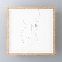 Nude Silhouette Line Drawing with Lilac Detail Framed Mini Art Print