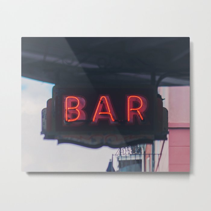 Neon Bar Sign Metal Print