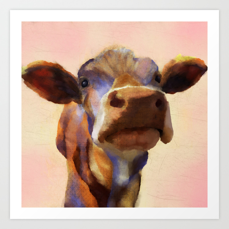 Cora The Cow Cow Art Cow Farm Animal Art Print By Sarahkmedeiros Society6