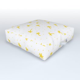 Yellow Doodle Palm Tree Pattern Outdoor Floor Cushion