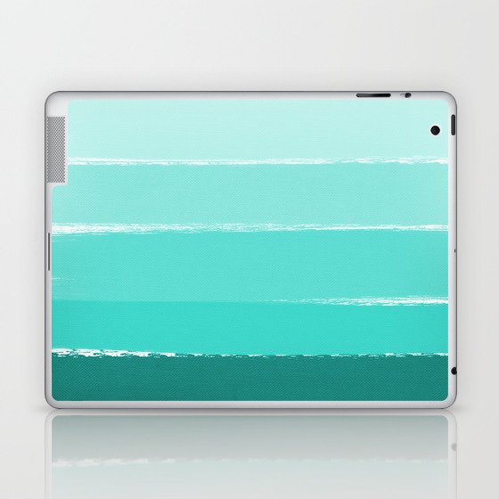 Ombre brushstrokes modern minimal ocean abstract painting wall art Laptop & iPad Skin