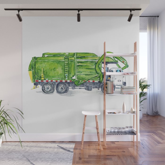 Garbage truck print Trash truck Wall Mural