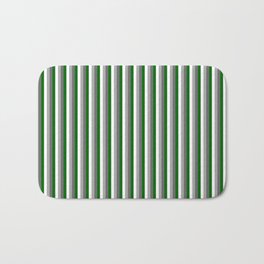 [ Thumbnail: Dim Gray, Dark Grey, White, and Dark Green Colored Pattern of Stripes Bath Mat ]