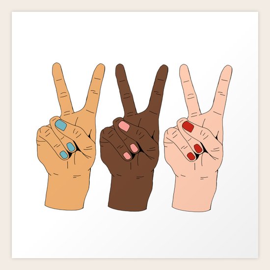 Peace Hands Cartoon Art Print by Rachel Szo | Society6