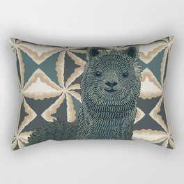 Alpaca standing on dark teal modern pattern background graphic design Rectangular Pillow