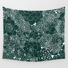 Succulent Line Drawing- Sansevieria Green Wall Tapestry