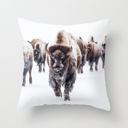 Winter Buffalo Throw Pillow