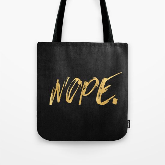 NOPE Copper Gold on Black Tote Bag