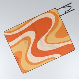 Tangerine Wave Machine - Retro Orange Abstract Picnic Blanket