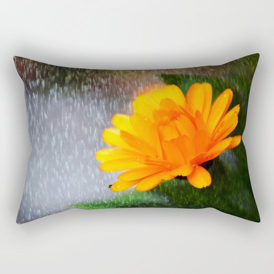 Golden flower on a rainy day Rectangular Pillow