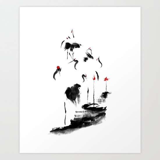 7 Cranes Art Print
