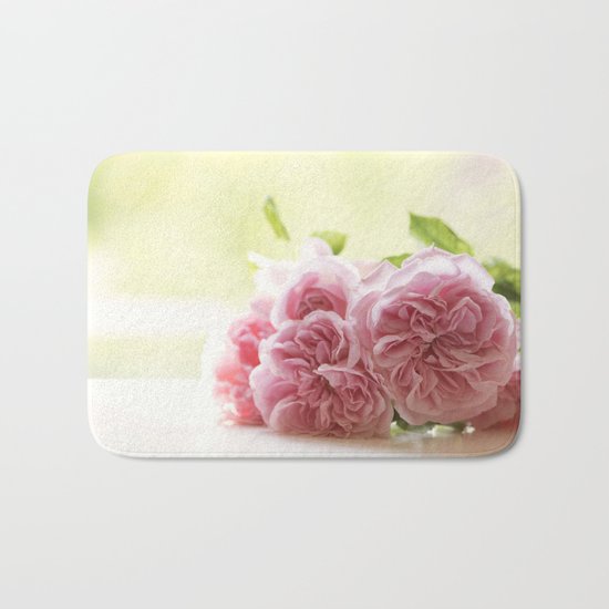 Wonderful pink Roses in LOVE - Vintage Rose Stilllife Photography Bath Mat