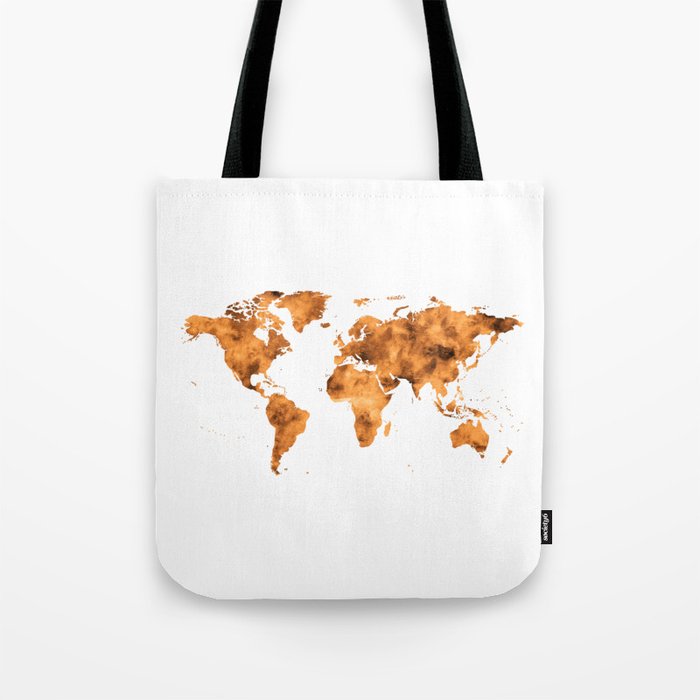 World Map in Orange Desert Sand Tote Bag