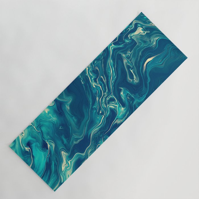 Blue & White Marble Acrylic Abstraction Yoga Mat