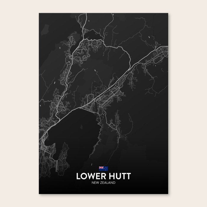 Lower Hutt, New Zealand Dark City Map Canvas Print by IMR Designs Society6