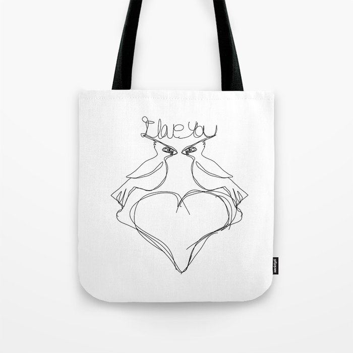 Cardinals line drawing - I love you Tote Bag