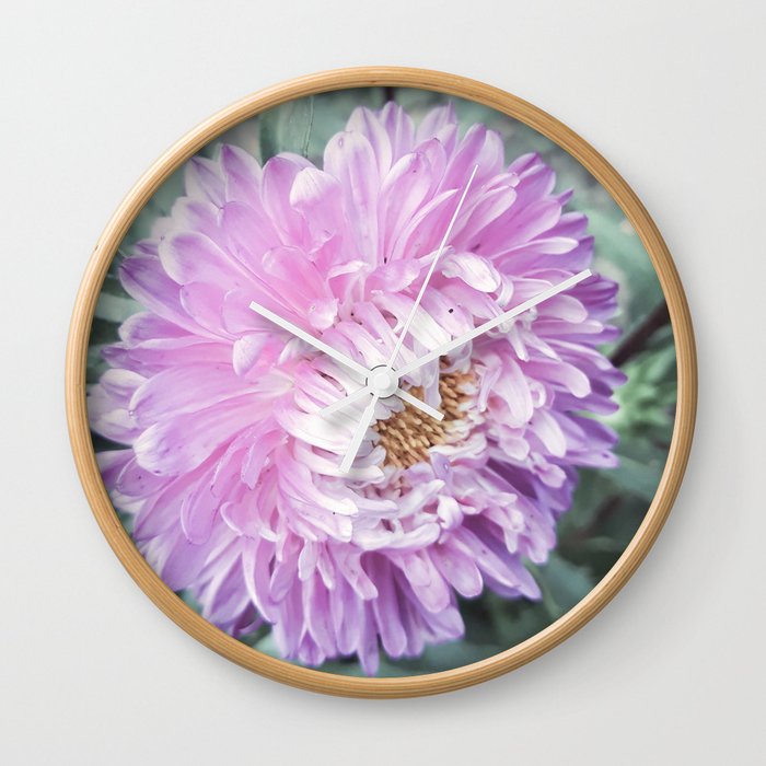 Retro pastel purple garden Chrysanthemum Wall Clock