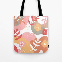 Flowers and leaves. Abstraction. White background. Tote Bag