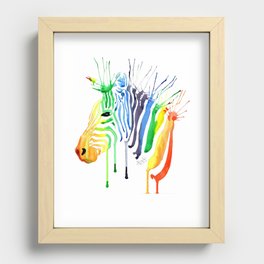 Rainbow Zebra Recessed Framed Print