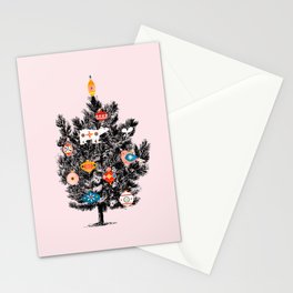 Retro Christmas tree no3 Stationery Card