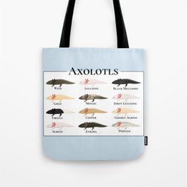 Types of Axolotls Tote Bag