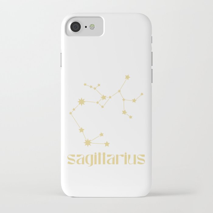 Sagittarius Sign Star Constellation Art, Retro Groovy Gold Font, Wall Decor iPhone Case