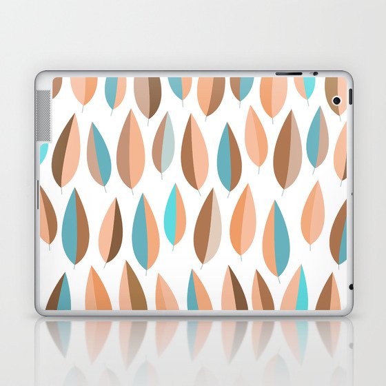 Mid Mod Dancing Leaf Pattern in earthy Peach & Jade Laptop & iPad Skin