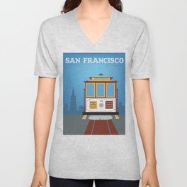 San Francisco, California - Skyline Illustration by Loose Petals V Neck T Shirt