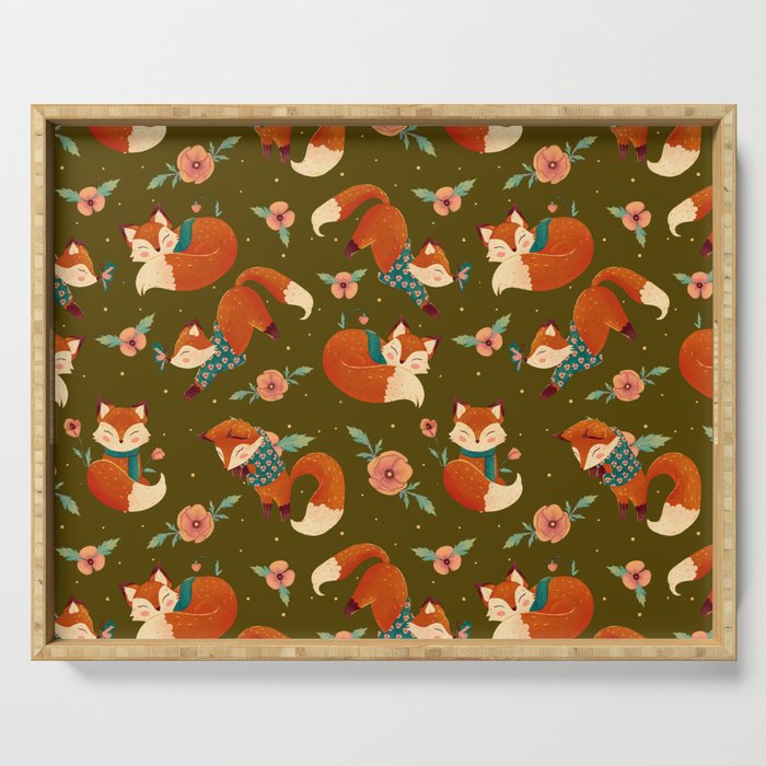 Cozy Foxes (Dark Colour) Serving Tray