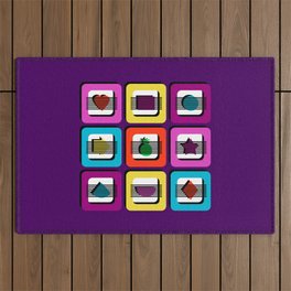 Boxed Illusion - Bright Bold Multi Colors Outdoor Rug