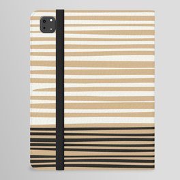 Natural Stripes Modern Minimalist Colour Block Pattern Black Oat Beige Cream iPad Folio Case