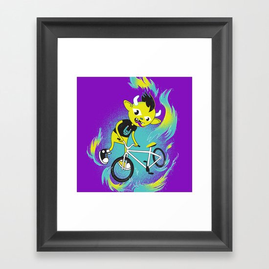 Monster Pixie Riding a Fixie Framed Art Print
