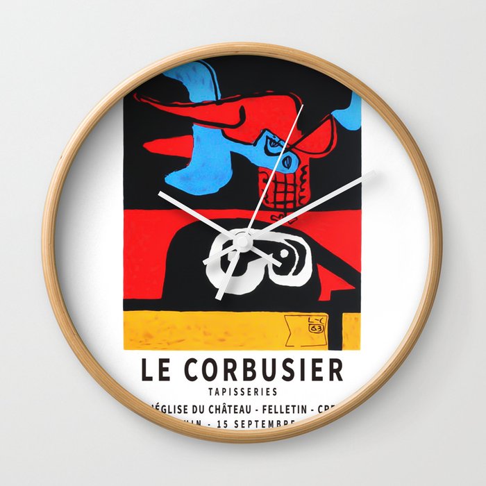 Le Corbusier 1963 Exhibition Poster, Artwork for Wall Art, Prints, Posters, Tshirts, Men, Women, Youth Wall Clock