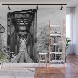 Railway Bridge Black and White Photographic Print Wall Mural