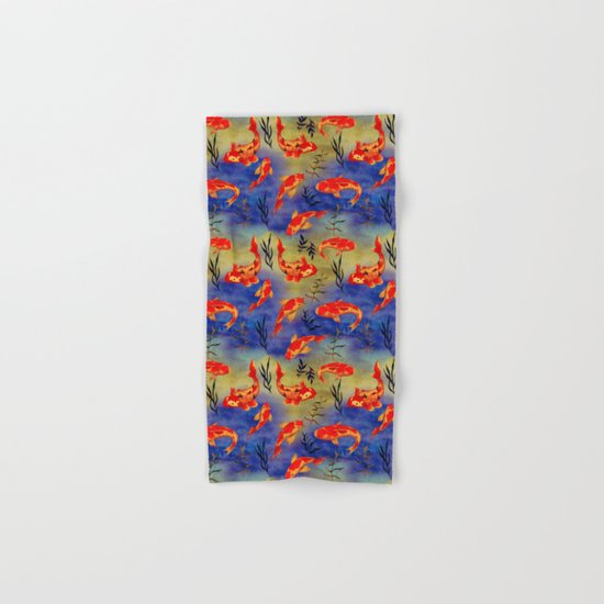 The deep water- koi fishes - watercolor Hand & Bath Towel
