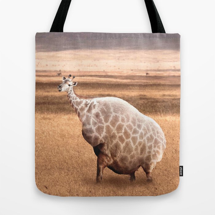 Cute Funny Fat Giraffe Tote Bag by Random Galaxy | Society6