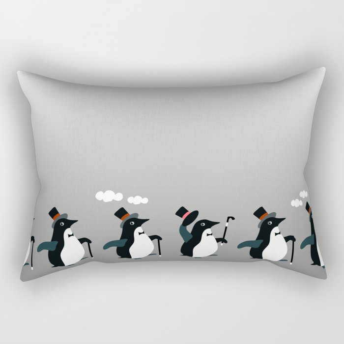Penguin Parade Rectangular Pillow
